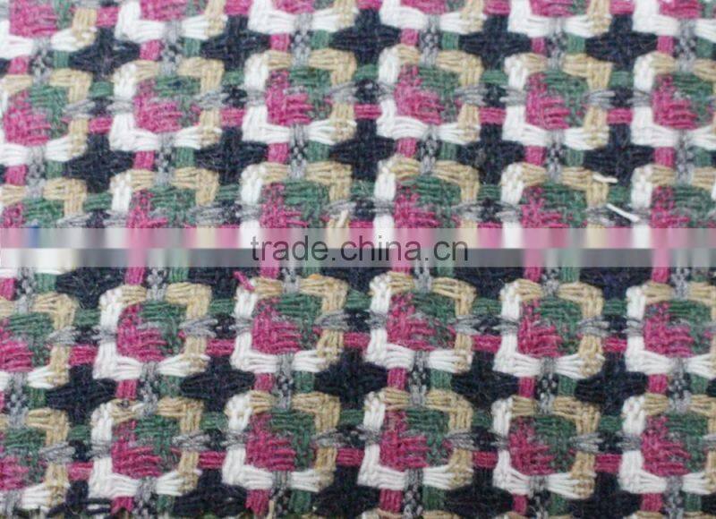 Fall winter yarn dyed knit plaid blend acryilic polyester wool fabric wholesale