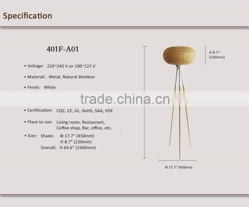 DOUBLE LAYER NATURAL BAMBOO HANDICRAFT TRIPOD FLOOR LAMP TRADITIONAL CHINESE HANDICRAFT TECHNIQUES