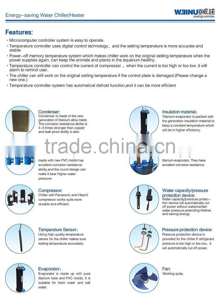 1.5HP WN-1BN1.5BNTitanium aquarium heat pump for 3000liters