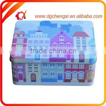 custom metal tin box/ diamond sharp child snacks biscuit candy food Tin box