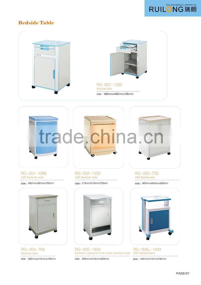 wood color Best ABS bedside nightstand Hospital furniture supply portable bedside locker sickroom table