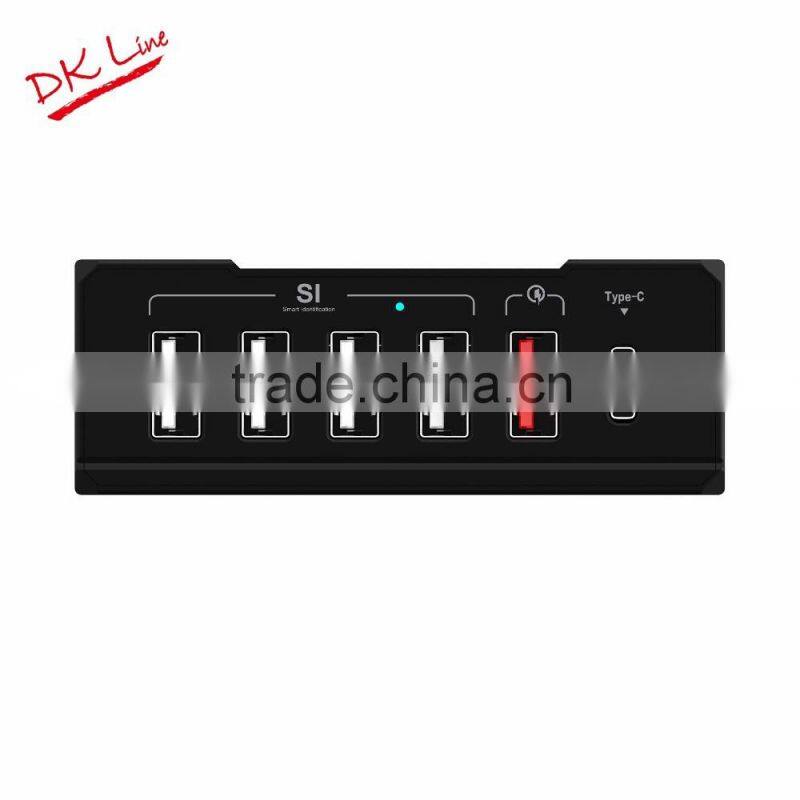 6 ports USB descktop charger built in quick charge 2.0 for smart mobile phone
