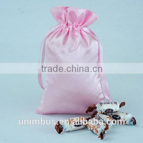 Fast cheap custom design satin decoration Drawstring hair bag