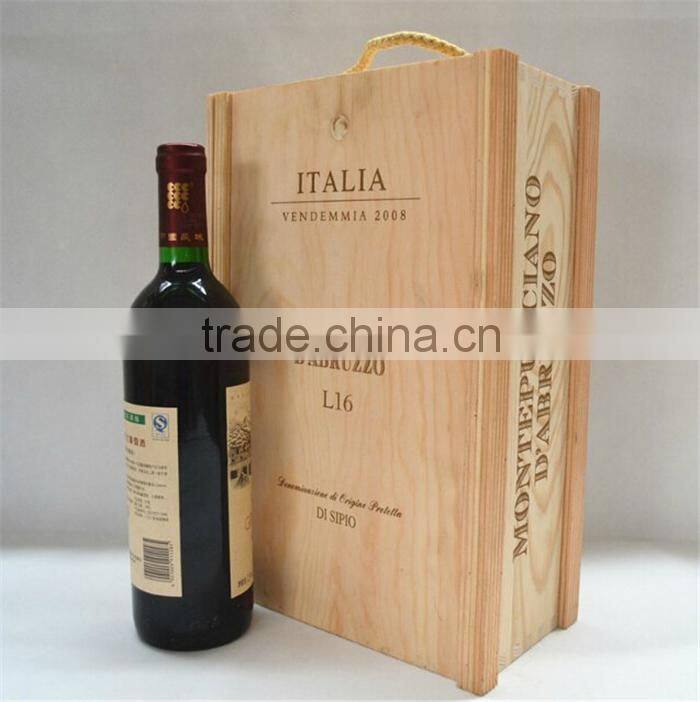 High quality slide top 2 bottles wooden wine box,hot sale wood slide box
