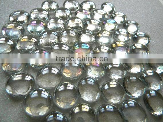 circle glass gems, flat glass gems, clear, solid glass gems