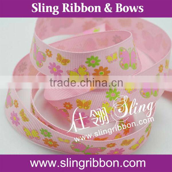 Fancy Butterfly Pattern Grosgrain Ribbon