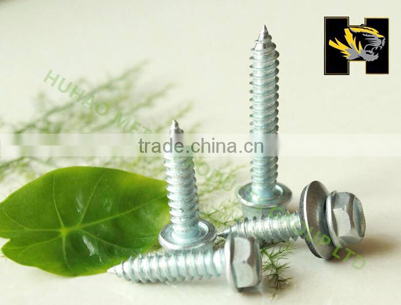 C1022 slivery hex head self tapping screw with EPDM