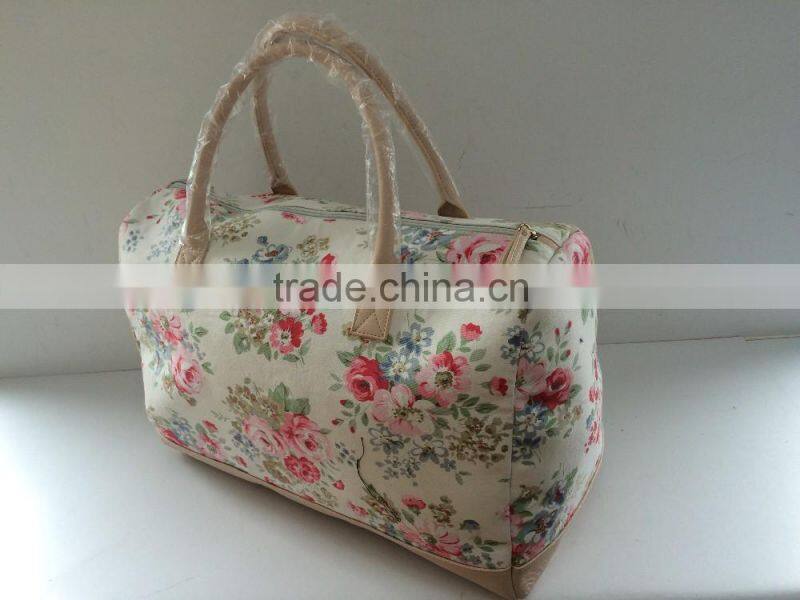 Pringted Canvas travel bag with cosmetic bag