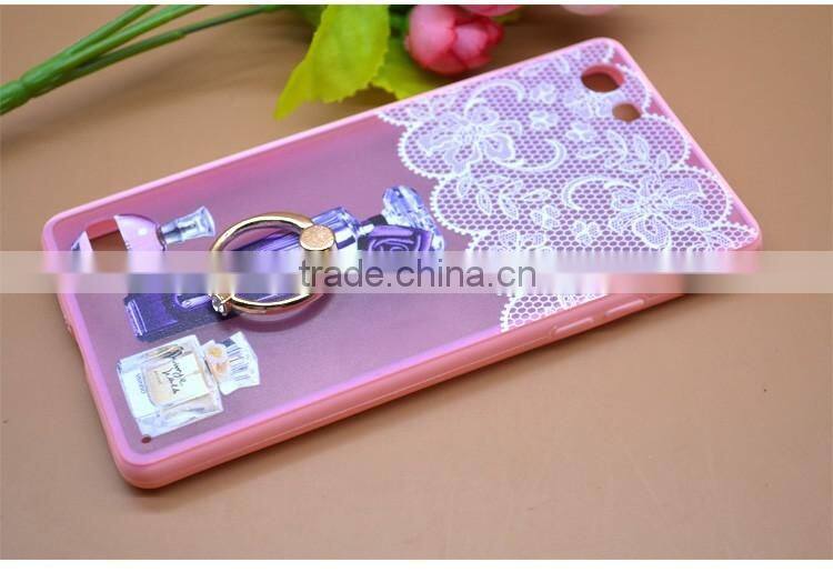 Luxury Perfume Series Printing With Diamond Ring Bracket TPU+PC Phone Case For Oppo A33