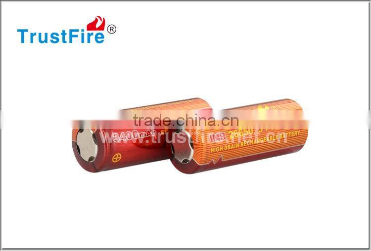 TrustFire brand batteries 3.7v 3400mah IMR 26650 rechargeable deep cycle battery