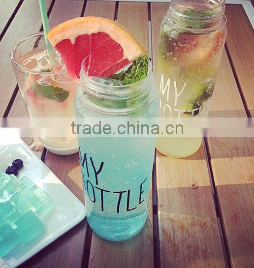 Korea Hot Sale Plastic Sports water bottle 500 ml my bottle With Black Cap
