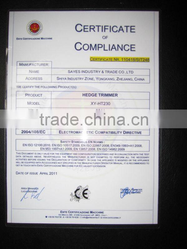 CE approved 2 stroke Hedge Trimmer XY-HT230B