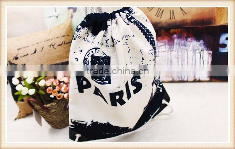 Promotional shopping bag cotton linen custom drawstring bag
