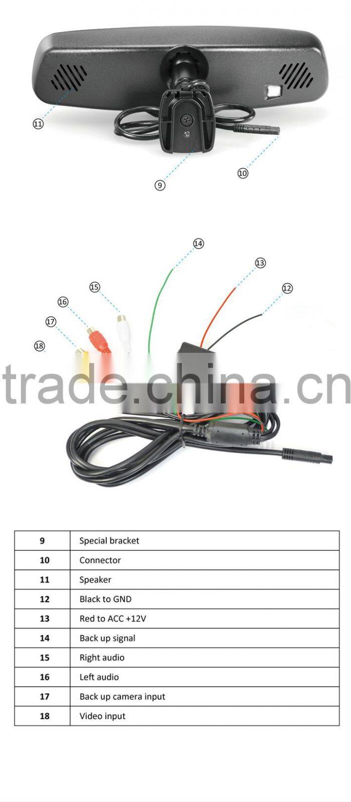 4.3 inch mirror link synchronize the informations of your smart phone, reverse camera,customed logo