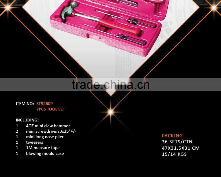 7pcs Combine Pink Home Appliance Repair Hand Work Tools Kit Set