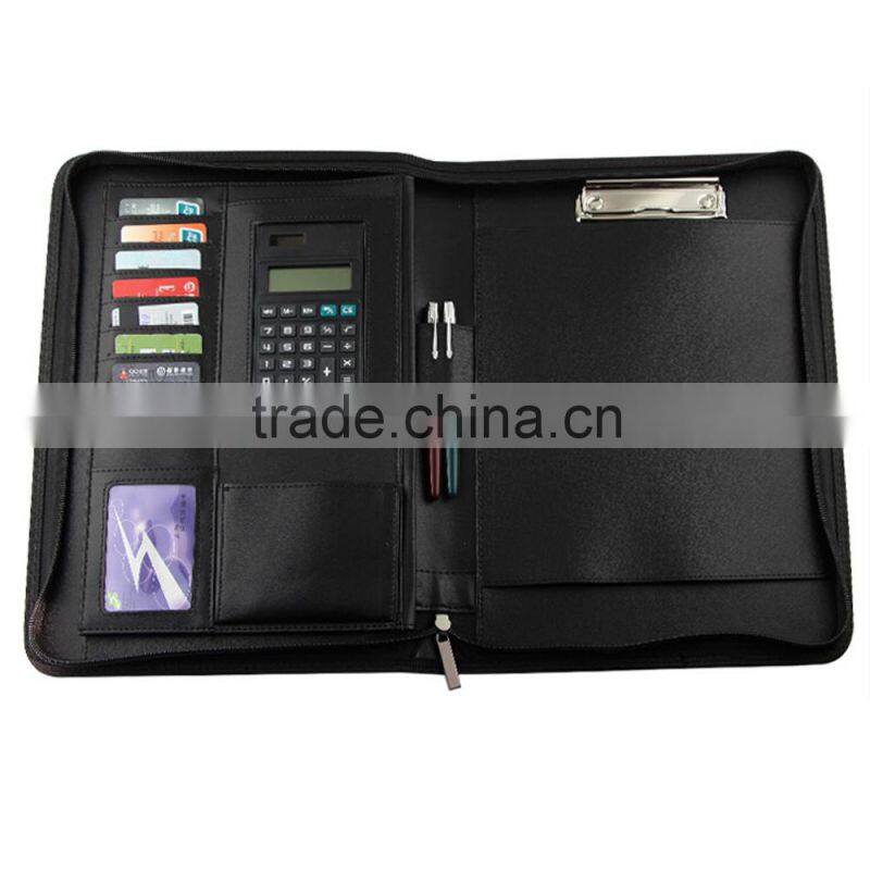 Boshiho PU A4 leather portfolio with custom zipper case