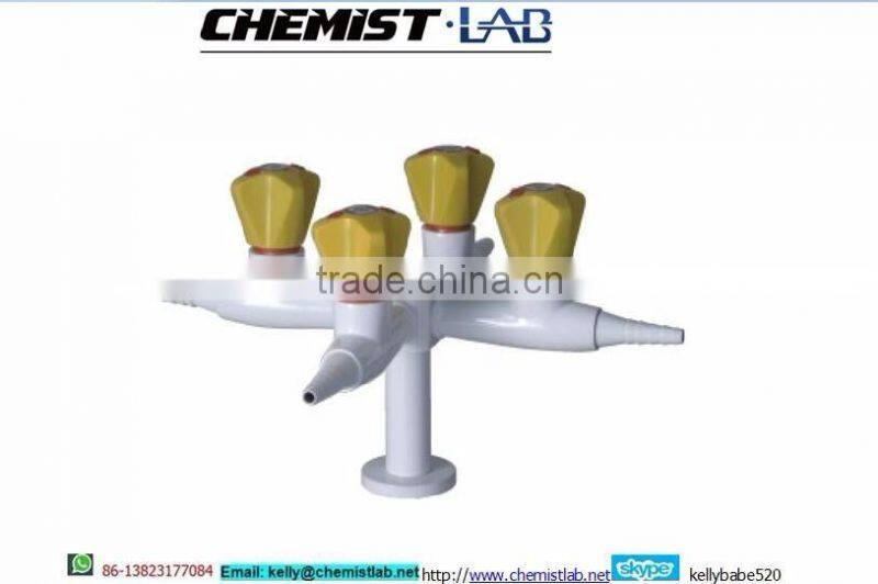 small size chemical resistant bench-top mounted laboratory solid brass double-head gas cock