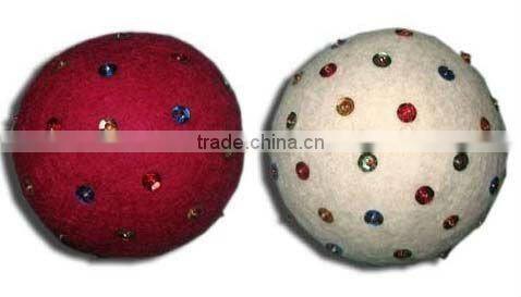 Felt Ball with Glass beads decorations