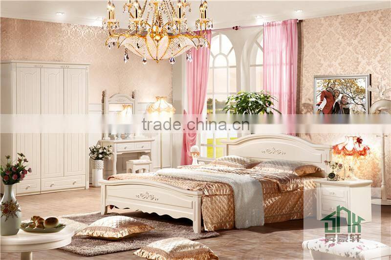 Korea Princess Bedroom Furniture Wooden Bed HA-829# Bedroom Bed 1.8m White Wood Bed