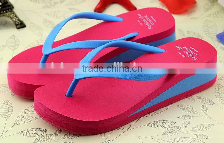 Latest design 2015 summer ladi rubber wedg flip flop