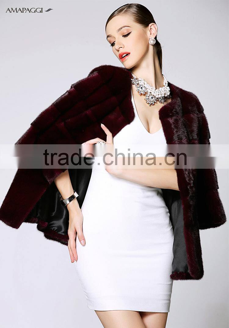 wholesale purple denmark mink fur coat with factory price