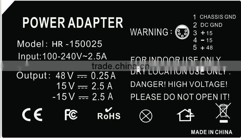 multiple output switching power supply 48v +/-15v with 5 pin xlr dc connector