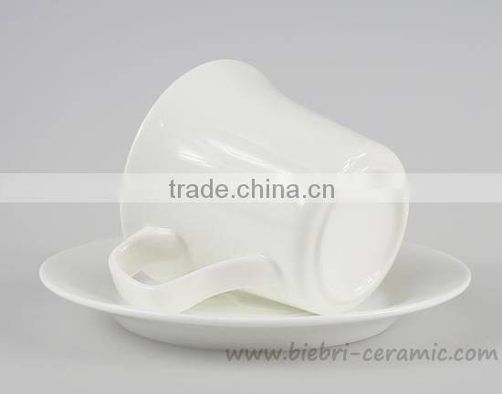 180cc 6oz Plain White Fancy Antique Coffee Cups And Saucers Sets Logo Decal Printing