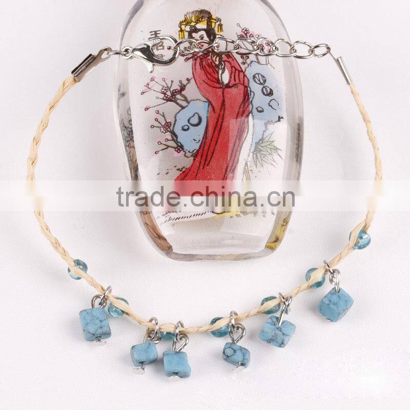 Yiwu factory turquoise bead bracelet , turquoise weave bead bracelet wholesale
