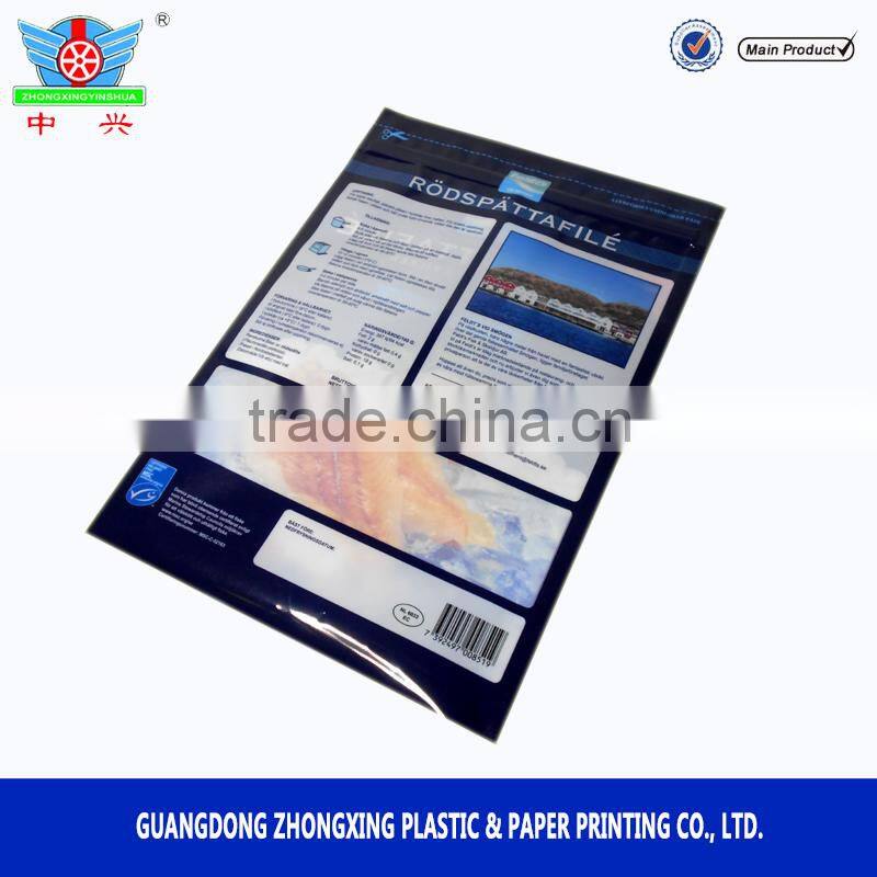 Customized plastic printed laminated frozen food packaging bag/freezer bag