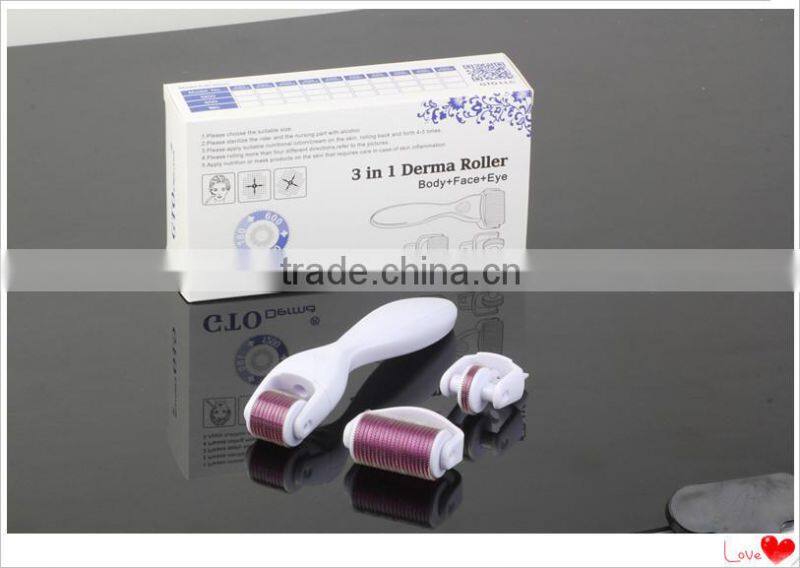 GTO 2015 newest 180/600/1200 pins 3 in 1 derma roller