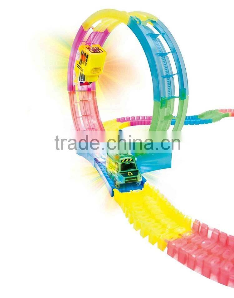 Good Quality Bending LED Dump Truck Toy Children Electric Toy Car Price Magic Tracks