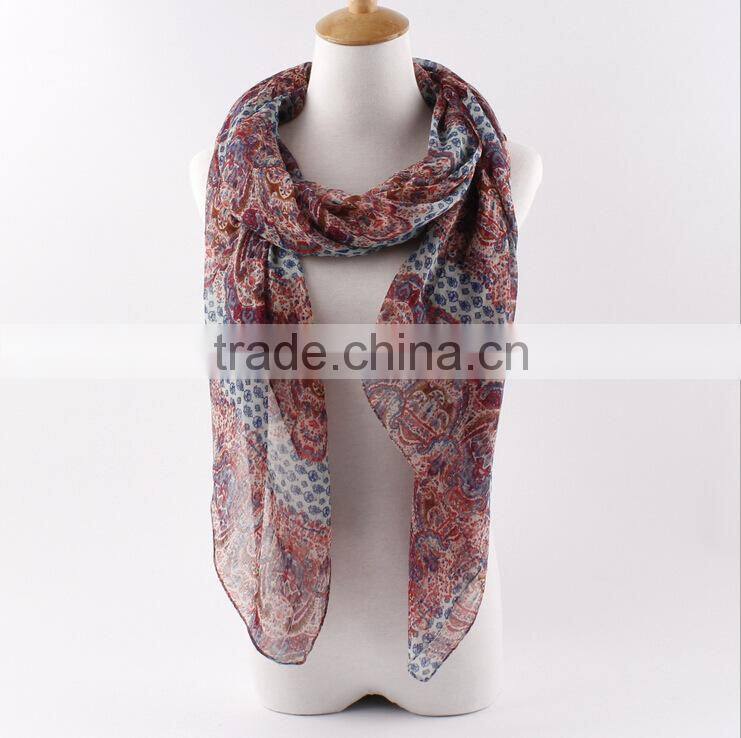 Fashion Design Women's Long Print Cotton Voile Scarf Wrap Ladies Shawl Scarves & Wrap