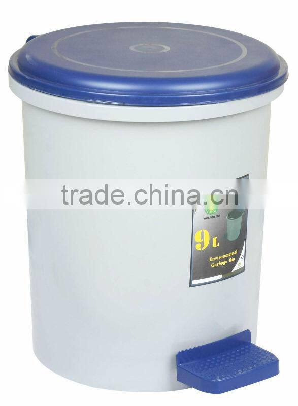 9L plastic round shape foot pedal waste bin