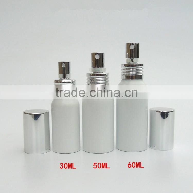 Wholesale 20ml-150ml white aluminun spray perfume bottle mist spray aluminum bottle for cosmetic packaging