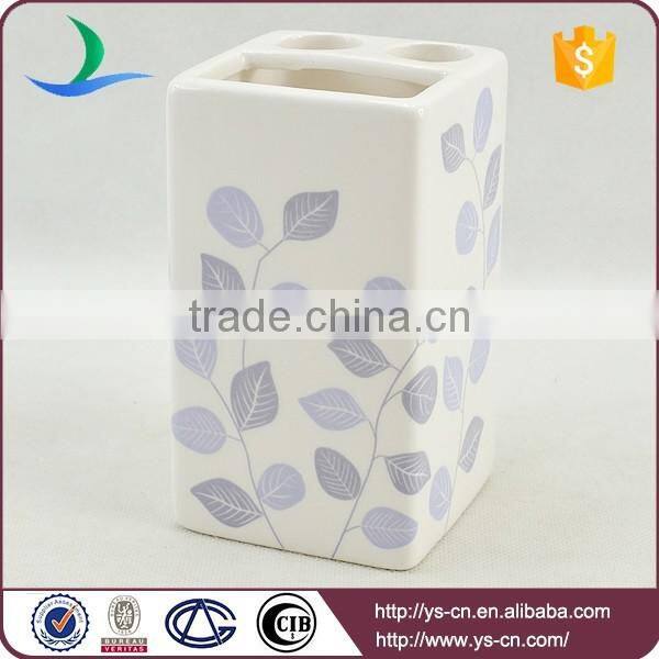 4pcs white leaf design decal ceramic bathroom accessories