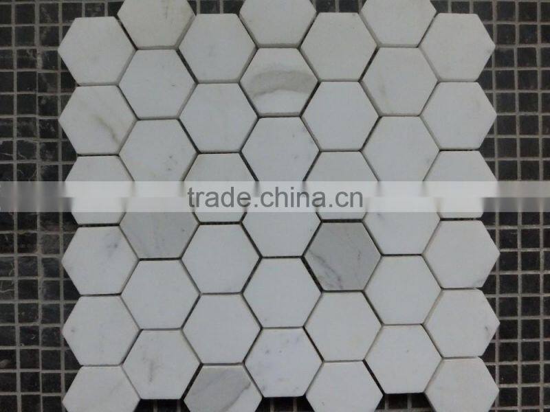 meshed white carrara mosaic tile