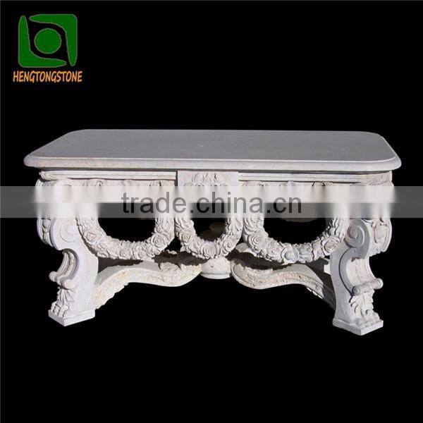 Hand Carved White Marble Indoor Decorative Table