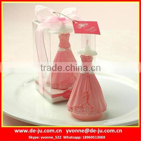 Pink Long Bridal Veil Dress Shaped Candle Wedding Favor
