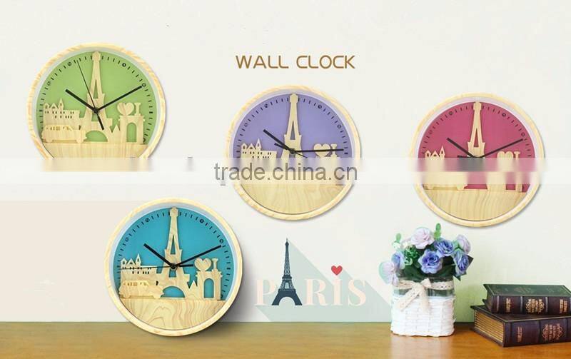 2017 New Design Tower Colorful Decorative Wall Clock For Wholesale