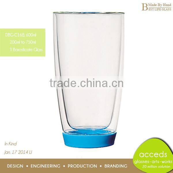 Custom Unbreakable Cheap Insulated Glass Cup with Silicone