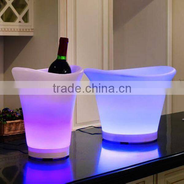 FO-9537 LED Wine Holder with Leather, Plastic Beer Bucket, Wine Cooler