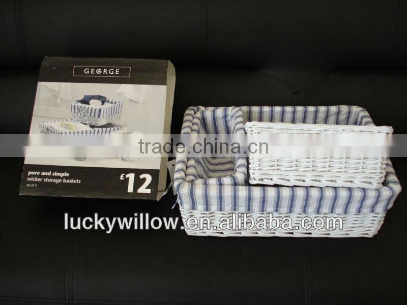 hand-made crafts willow storage baskets with cotton lining