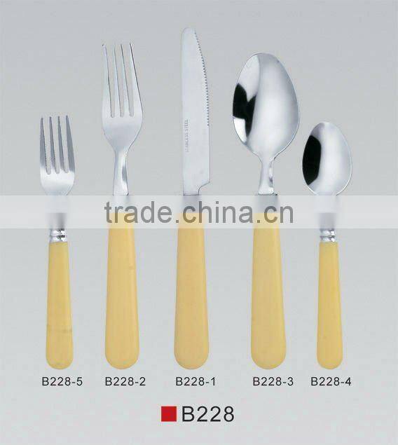 stainless steel colored plastic handle cutlery set, tableware set