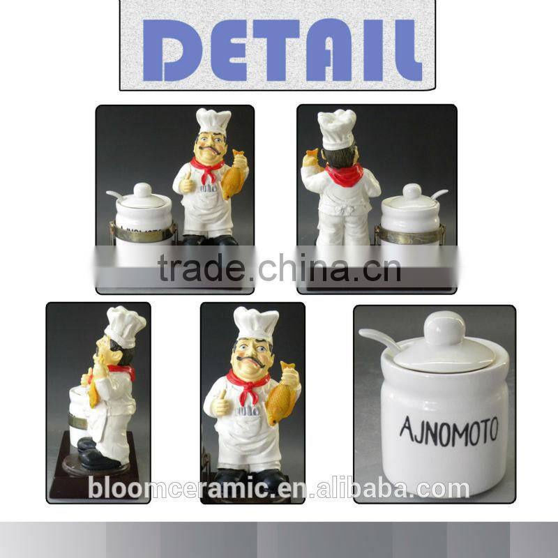 Custom resin chef statue salt jar set
