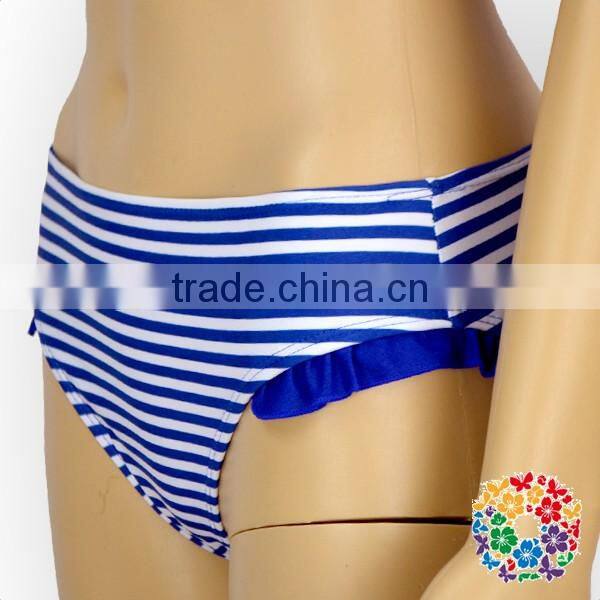Women Blue Stripe Halter Swimsuit Beachwear Custom Bikini Swimwear