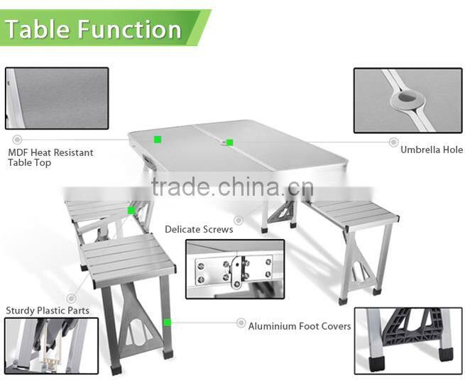 METAL FOLDING IRON TABLE AND CHAIRS WITH ALUMINUM LEGS
