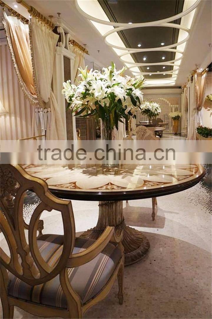 Exquisite Luxury European Imperial Handmade Round Dining Table with Beautiful Floral Table Top BF12-04254c