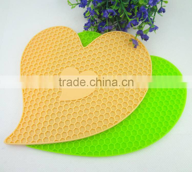 Lover heart cellular shaped Heat Resistant Silicone Pot Holder/Mat/Pad/Trivet/Coaster