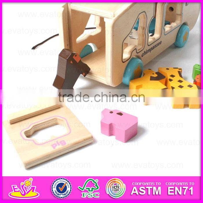 Wholesale pull back model wooden bus toy,Promotional give away funny play pull back mini cheap bus toy W05B117