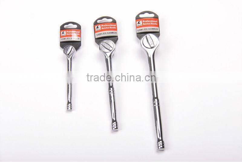 ratchet handle, 45T, curved handle with pear-type handle, 40cr+crmo material, PP+TRP handle, good quality ratchet handle
